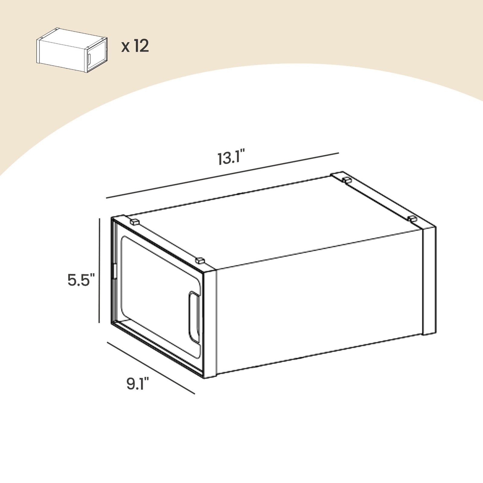 Set of 12 Stackable Shoe Boxes – Plastic – Transparent – Breathable and Foldable Design