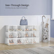 Stackable Shoe Storage Organizers – Plastic – Transparent and White – Pack of 12, Fits UK Size 11