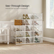 Shoe Storage Organizers – Transparent and White – Pack of 12 – Stackable Design – Suitable for UK Size 11