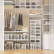 Shoe Storage Organizers – Transparent and White – Pack of 12 – Stackable Design – Suitable for UK Size 11