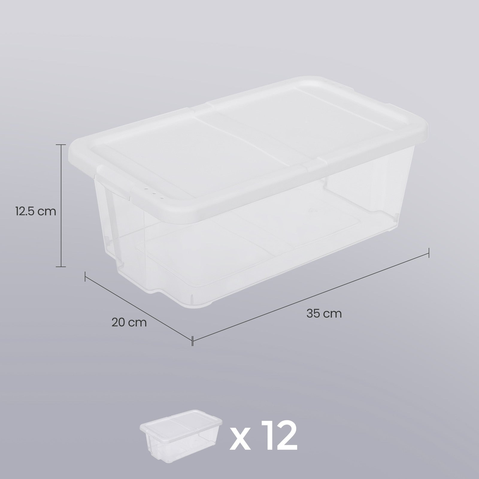 Set of 12 Shoe Boxes – Plastic – Transparent – Stackable with Lids
