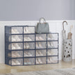 Shoe Storage Organizers – Plastic – Transparent and White – Stackable, Pack of 18, Fits UK Size 13