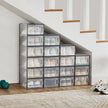 Shoe Storage Organizers – Plastic – Transparent and White – Stackable, Pack of 18, Fits UK Size 13