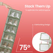 Shoe Storage Organizers – Plastic – Transparent and White – Stackable, Pack of 18, Fits UK Size 13