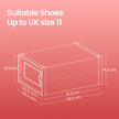 Shoe Storage Organizers – Plastic – Transparent and White – Stackable, Pack of 18, Fits UK Size 13