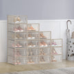 Shoe Storage Organizers – Plastic – Transparent and White – Stackable, Pack of 18, Fits UK Size 13