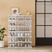 Shoe Storage Organizer Set – Transparent and Ink Black – Stackable and Foldable – Fits Up to US Size 13