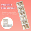 Shoe Storage Organizer Set – Transparent and Ink Black – Stackable and Foldable – Fits Up to US Size 13