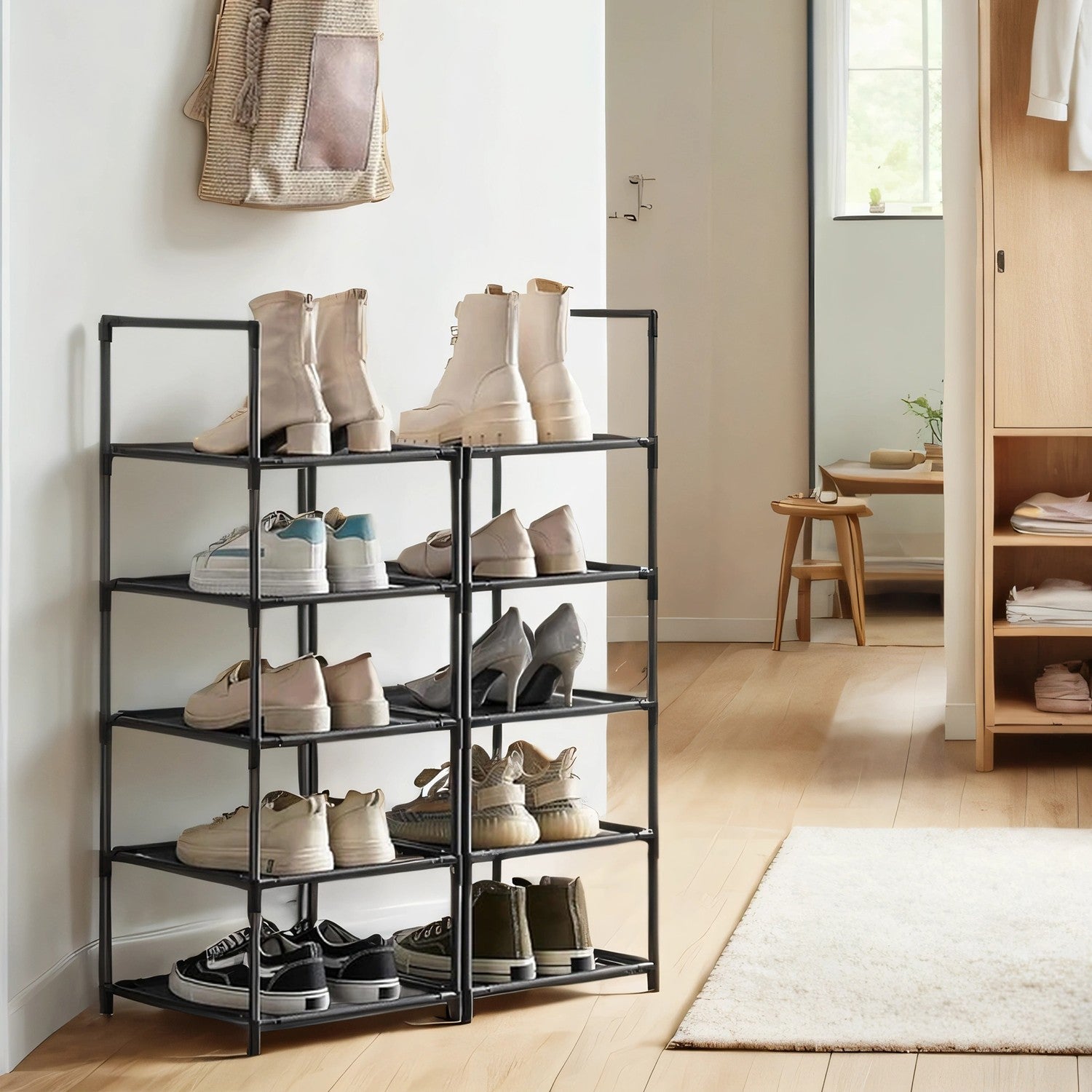 Shoe Rack – Metal Frame – Black – 10-Tier Space-Saving Shoe Storage Organizer