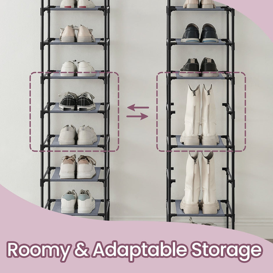 Shoe Rack – Metal Frame – Black – 10-Tier Space-Saving Shoe Storage Organizer