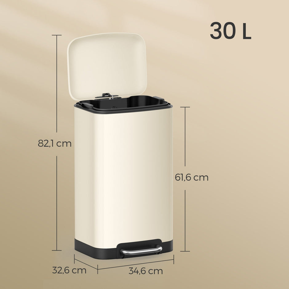 Pedal Bin – Stainless Steel – Silver – 30L Capacity with Soft Close Lid