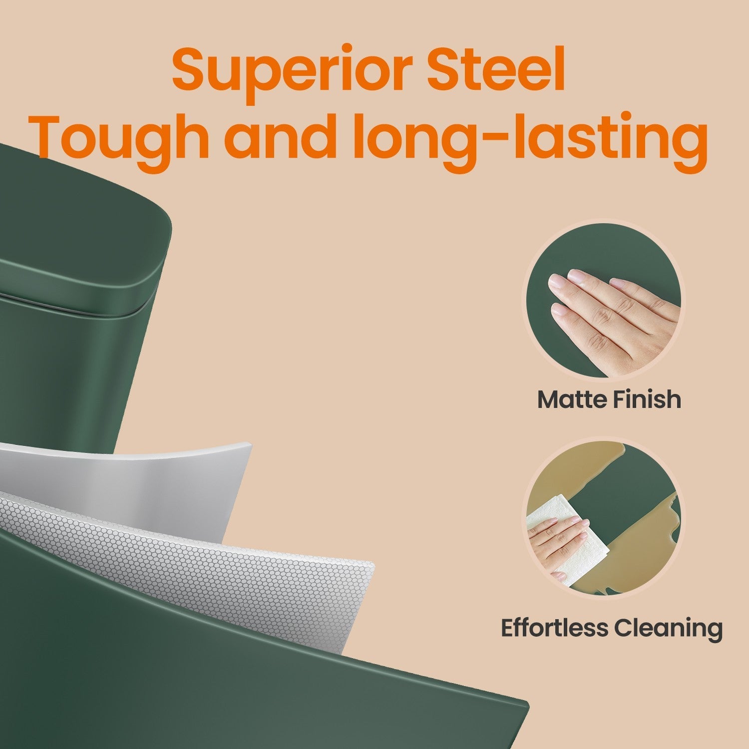 Pedal Rubbish Bin – Stainless Steel – Green – 30 Litre Capacity with Soft-Close Lid and Inner Bucket