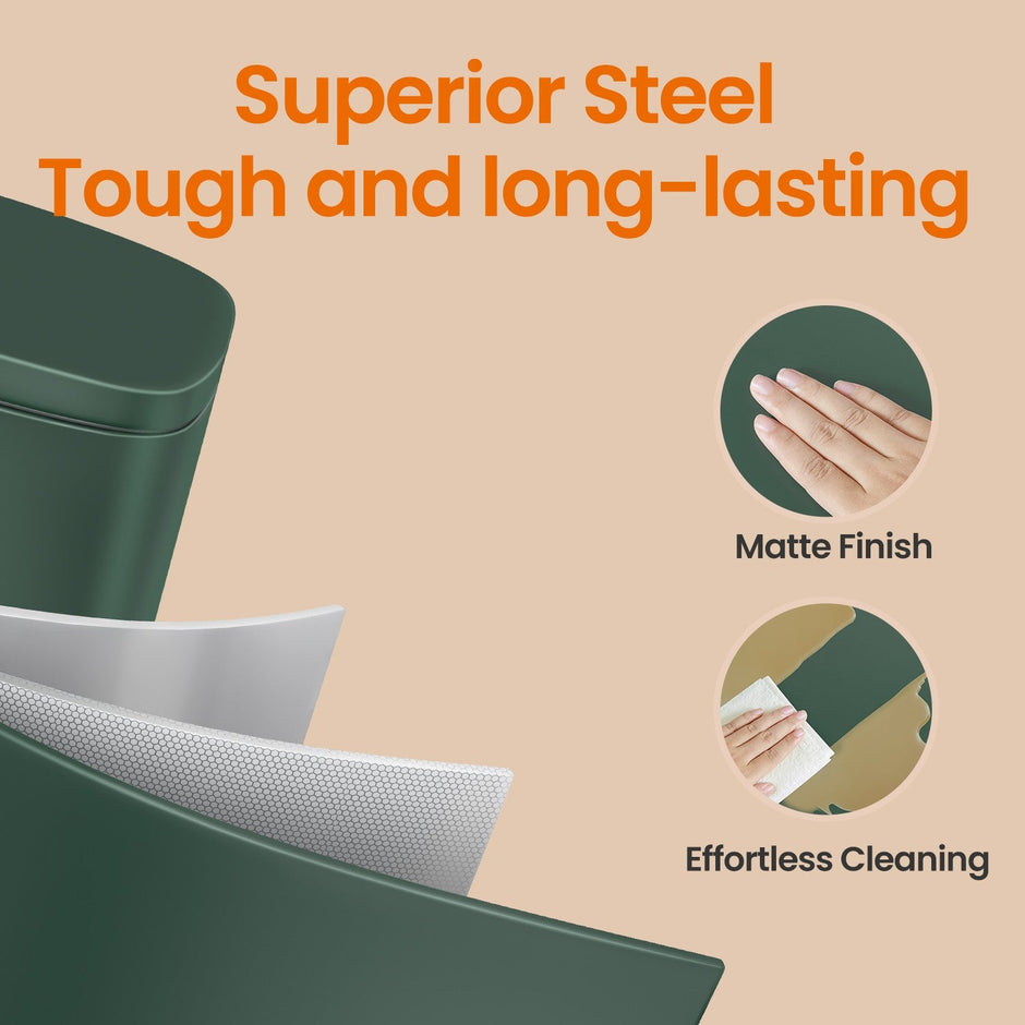 Pedal Rubbish Bin – Stainless Steel – Green – 30 Litre Capacity with Soft-Close Lid and Inner Bucket