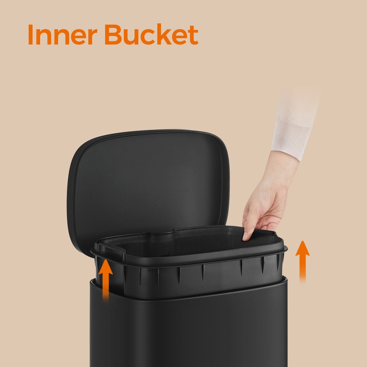 Pedal Rubbish Bin – Stainless Steel – Black – 30L Capacity, Soft-Close Lid, Inner Plastic Bucket