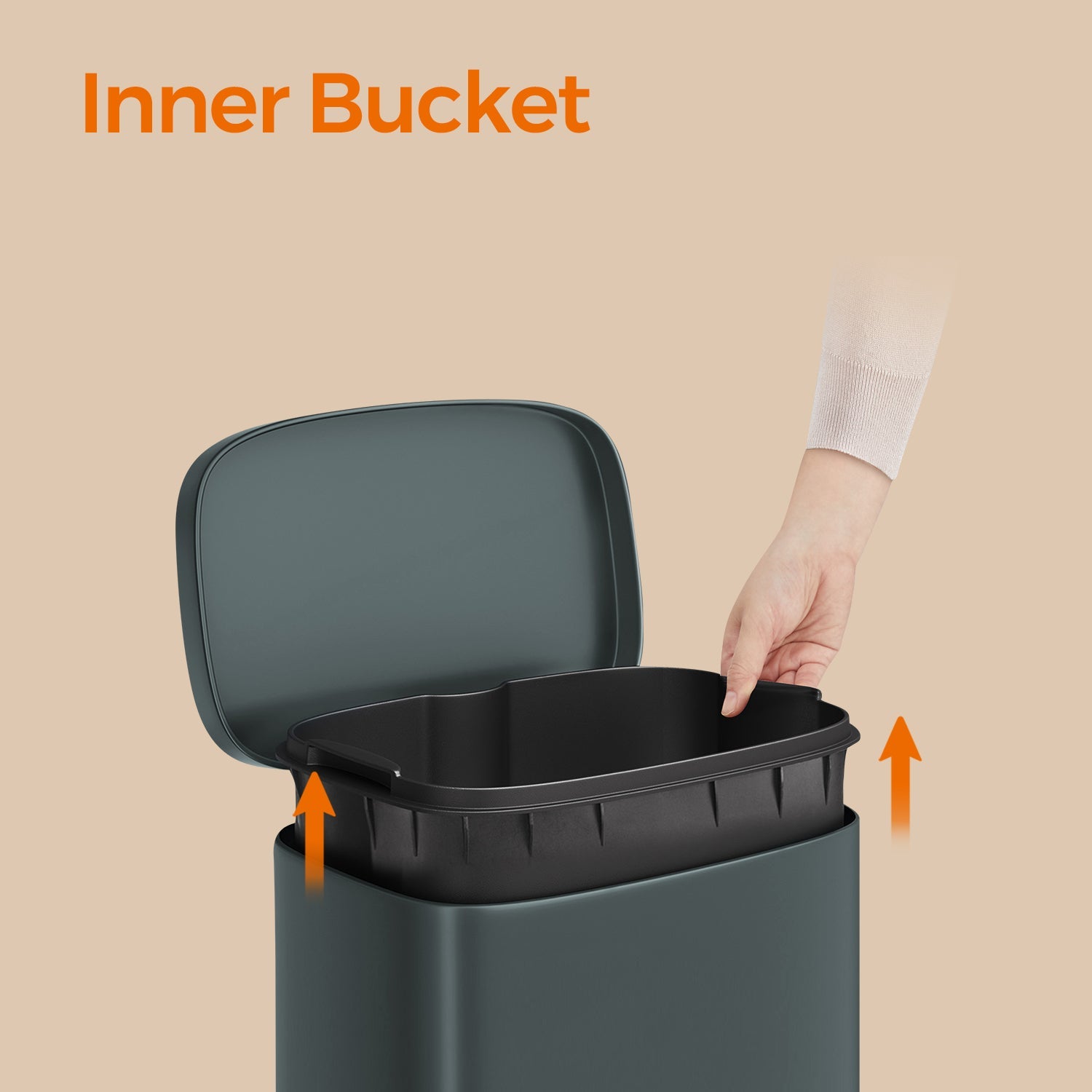 Pedal Rubbish Bin – Stainless Steel – Grey – 30L Soft-Close Lid with Inner Bucket
