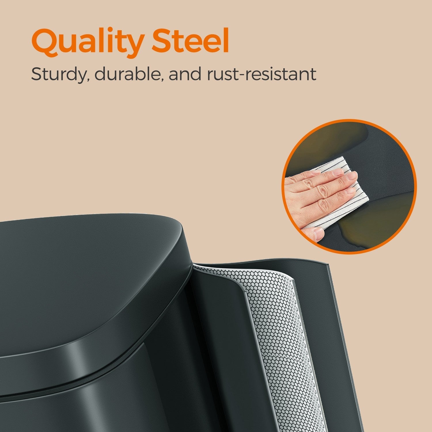 Pedal Rubbish Bin – Stainless Steel – Grey – 30L Soft-Close Lid with Inner Bucket
