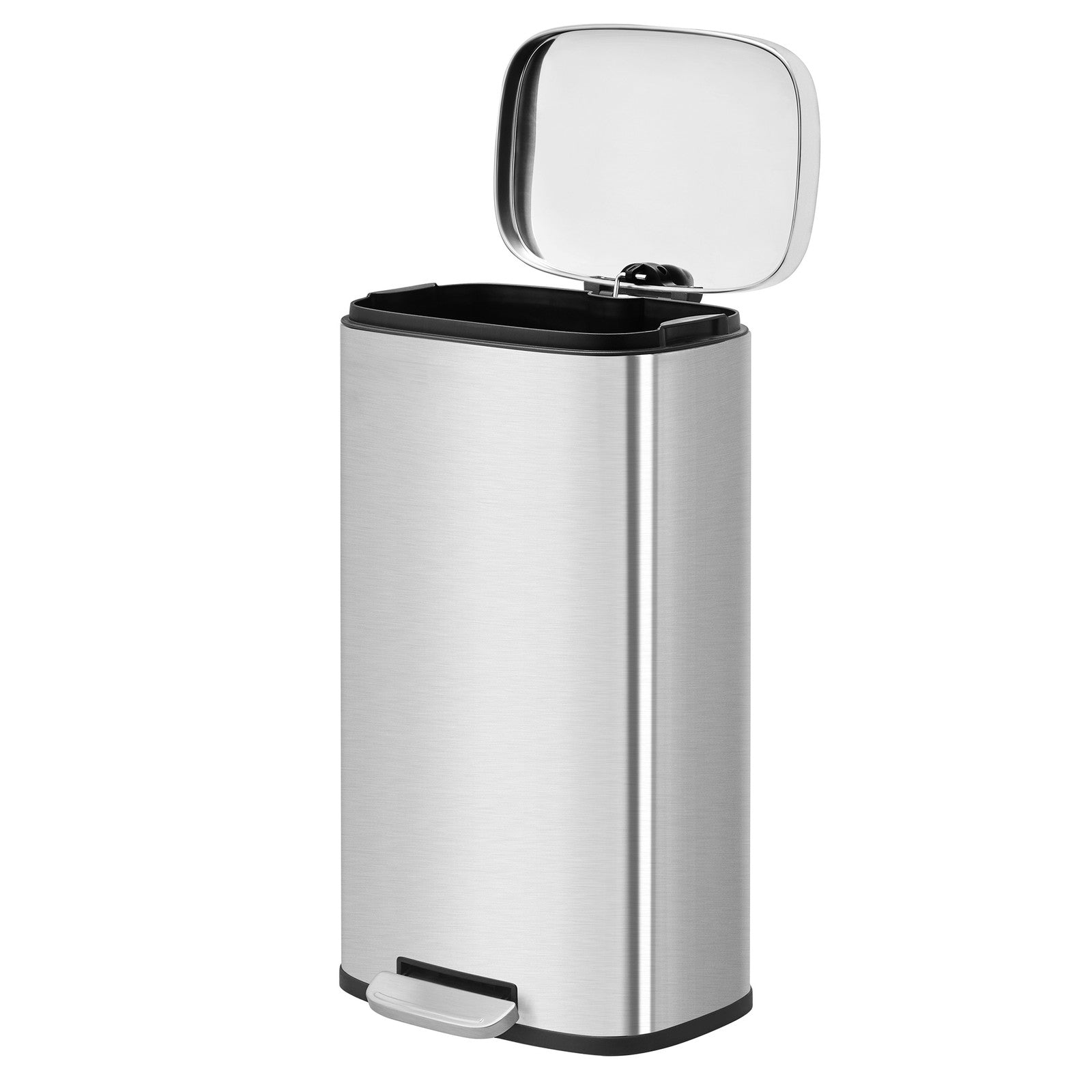 30L Stainless Steel Kitchen Rubbish Bin – Silver – Soft-Close Lid with Inner Bucket