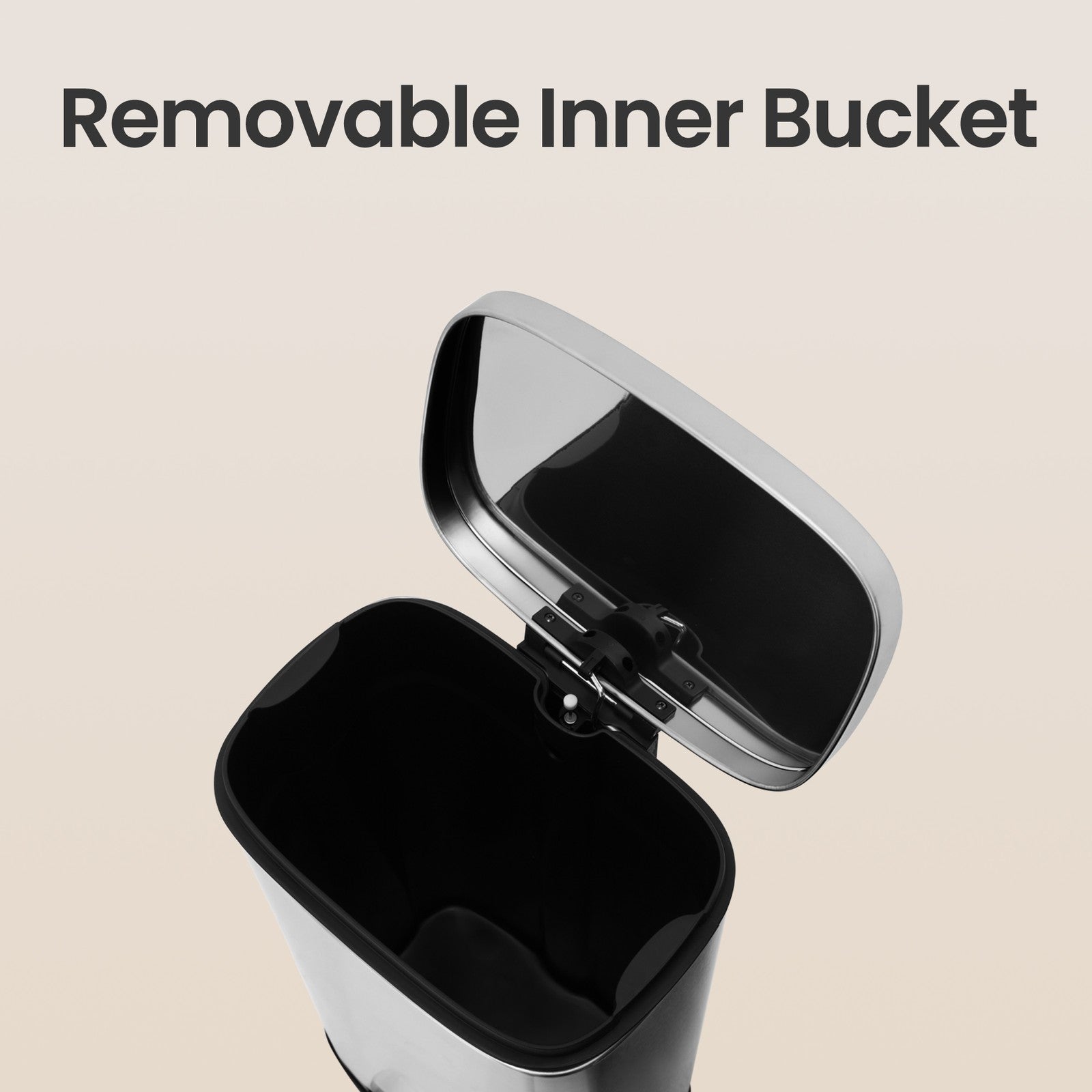 30L Stainless Steel Kitchen Rubbish Bin – Silver – Soft-Close Lid with Inner Bucket