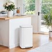 Pedal Rubbish Bin – Stainless Steel – White – Soft-Close Lid with Inner Bucket, 30L