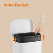 Pedal Rubbish Bin – Stainless Steel – White – Soft-Close Lid with Inner Bucket, 30L