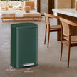 Pedal Rubbish Bin – Stainless Steel – Green – 50 L Soft Close with Removable Inner Bucket