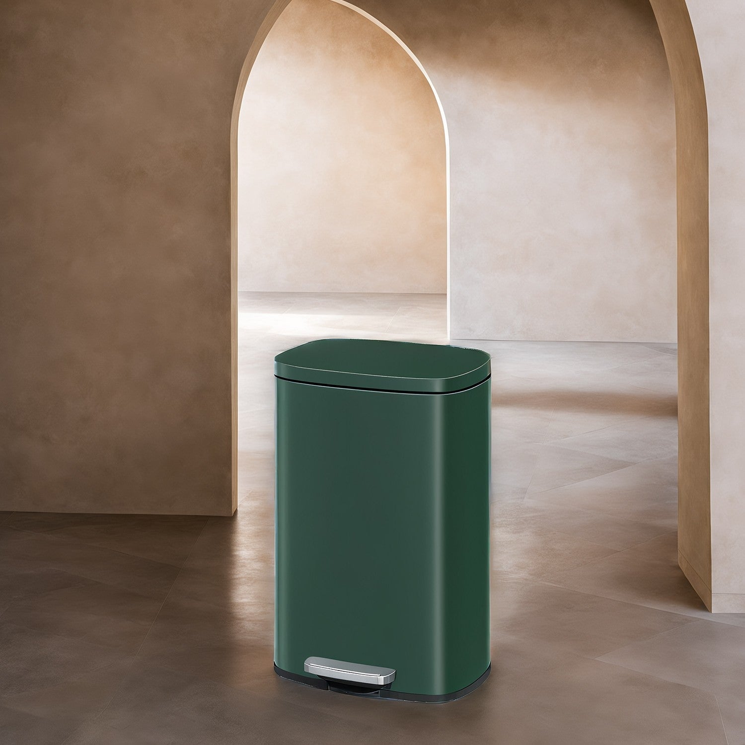 Pedal Rubbish Bin – Stainless Steel – Green – 50 L Soft Close with Removable Inner Bucket