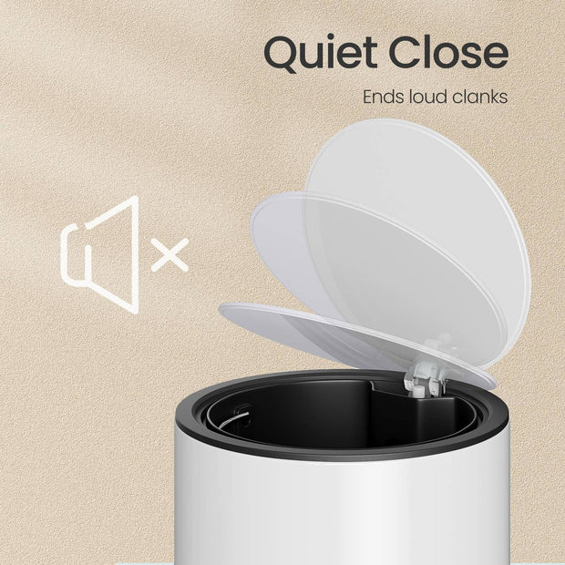 3L Bathroom Bin – ABS and Plastic – White – Soft Close Mechanism