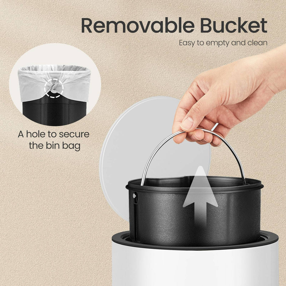3L Bathroom Bin – ABS and Plastic – White – Soft Close Mechanism