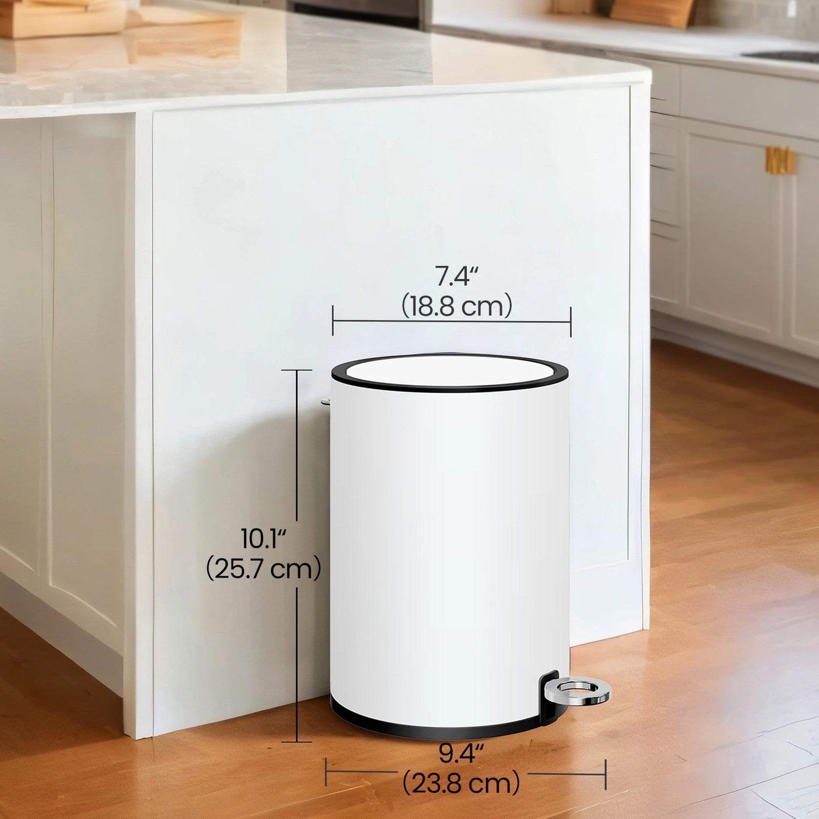3L Bathroom Bin – ABS and Plastic – White – Soft Close Mechanism