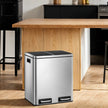 Double Kitchen Bin – Stainless Steel – Silver – Pedal Operation with Inner Classified Buckets