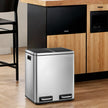 Double Kitchen Bin – Stainless Steel – Silver – Pedal Operation with Inner Classified Buckets