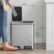 Double Kitchen Bin – Stainless Steel – Silver – Pedal Operation with Inner Classified Buckets