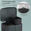 Kitchen Bin – Metal – White – Dual Compartment with Soft Close and Plastic Inner Buckets