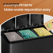 Triple Kitchen Bin – Stainless Steel – Silver – 45L Waste Separation System