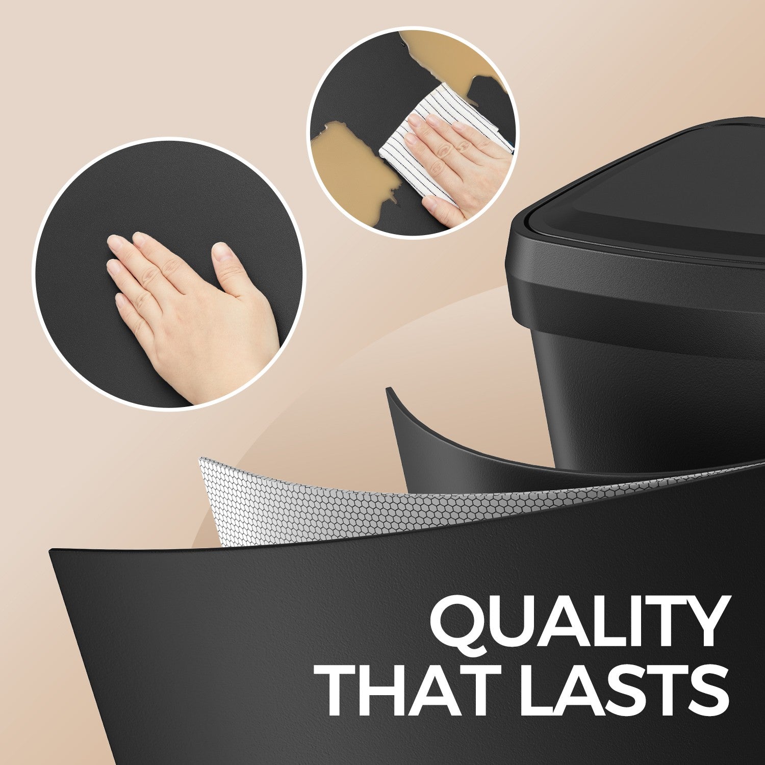 Large Metal Pedal Rubbish Bin – Black – 68L Capacity with Lid