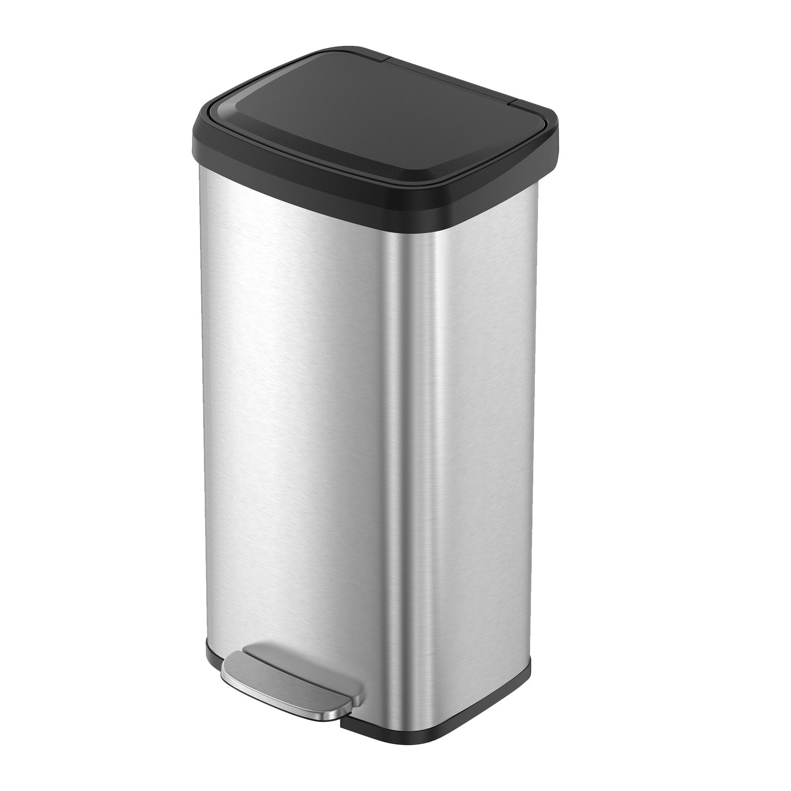 Metal Pedal Kitchen Bin – 68L – Silver – Tall Design with Lid