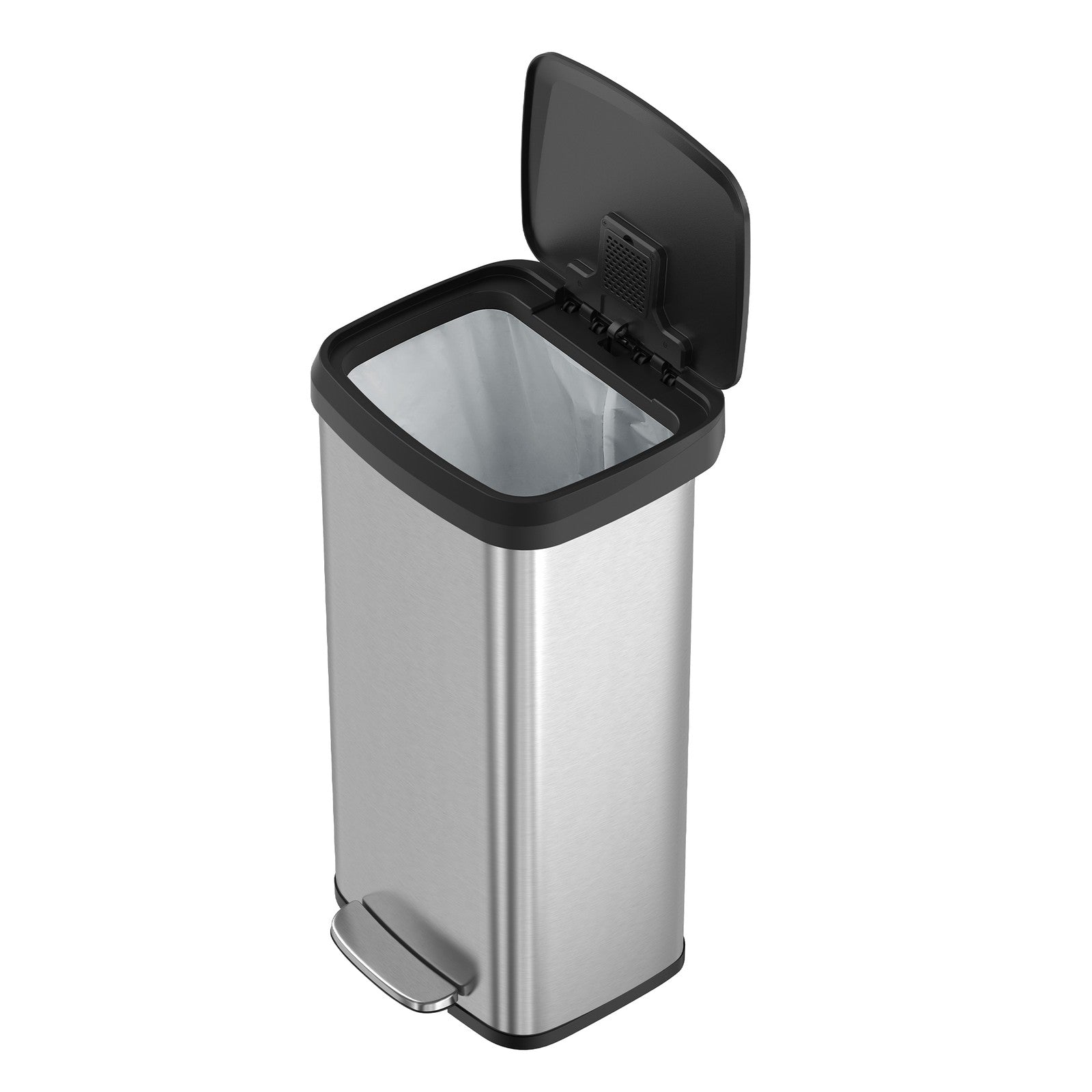 Metal Pedal Kitchen Bin – 68L – Silver – Tall Design with Lid