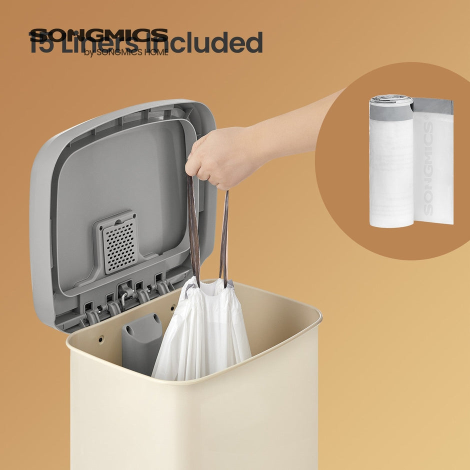 Tall Kitchen Trash Can – Stainless Steel – Silver – 50 L with Stay-Open Lid and Step-on Pedal