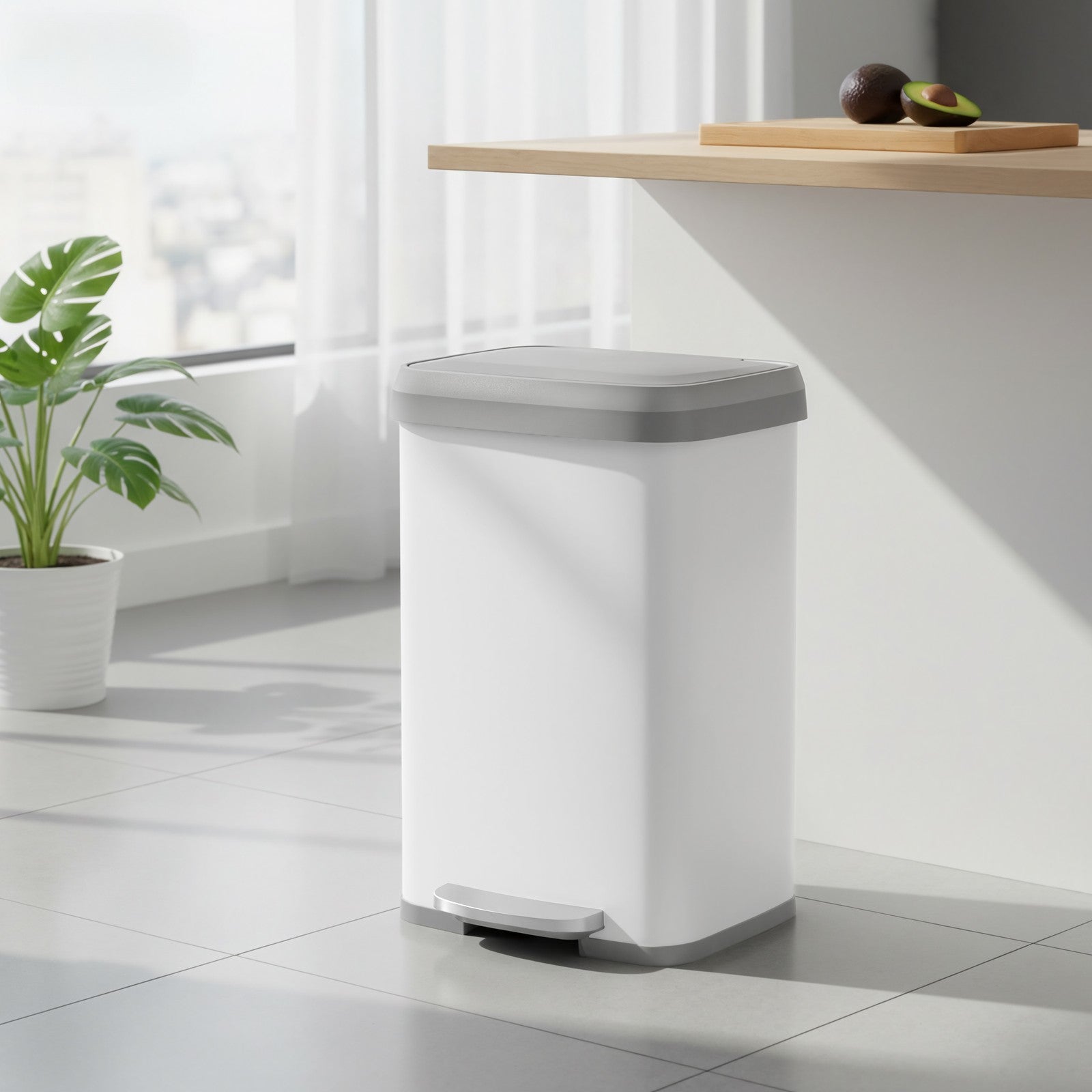 Pedal Bin – Metal – Silver – 50L Capacity with Lid