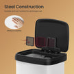 Tall Kitchen Trash Can – Stainless Steel – Silver – 50 L with Stay-Open Lid and Step-on Pedal