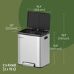 Double Kitchen Bin – Steel – Metallic Silver – Soft-Close Lid with Inner Buckets