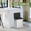 Double Kitchen Bin – Steel – Metallic Silver – Soft-Close Lid with Inner Buckets