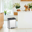 Double Kitchen Bin – Steel – Metallic Silver – Soft-Close Lid with Inner Buckets