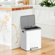 Double Kitchen Bin – Steel – Metallic Silver – Soft-Close Lid with Inner Buckets