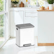 Double Kitchen Bin – Steel – Metallic Silver – Soft-Close Lid with Inner Buckets