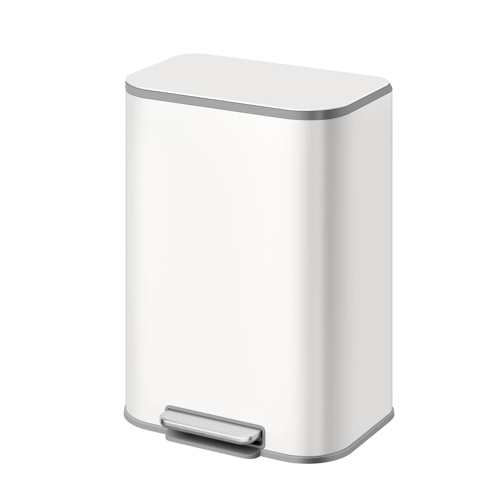 Rubbish Bin – Steel – Cloud White – 50L with Soft-Close Lid and Removable Inner Bucket
