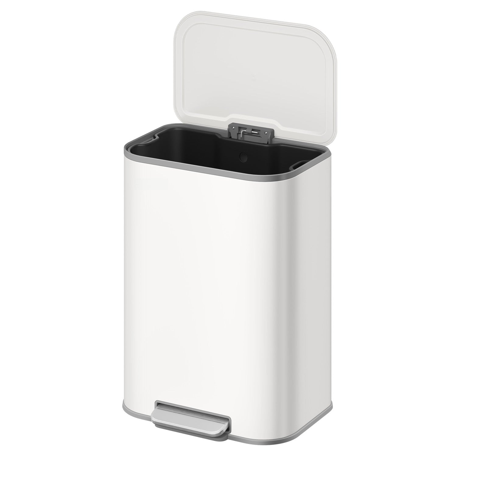 Rubbish Bin – Steel – Cloud White – 50L with Soft-Close Lid and Removable Inner Bucket