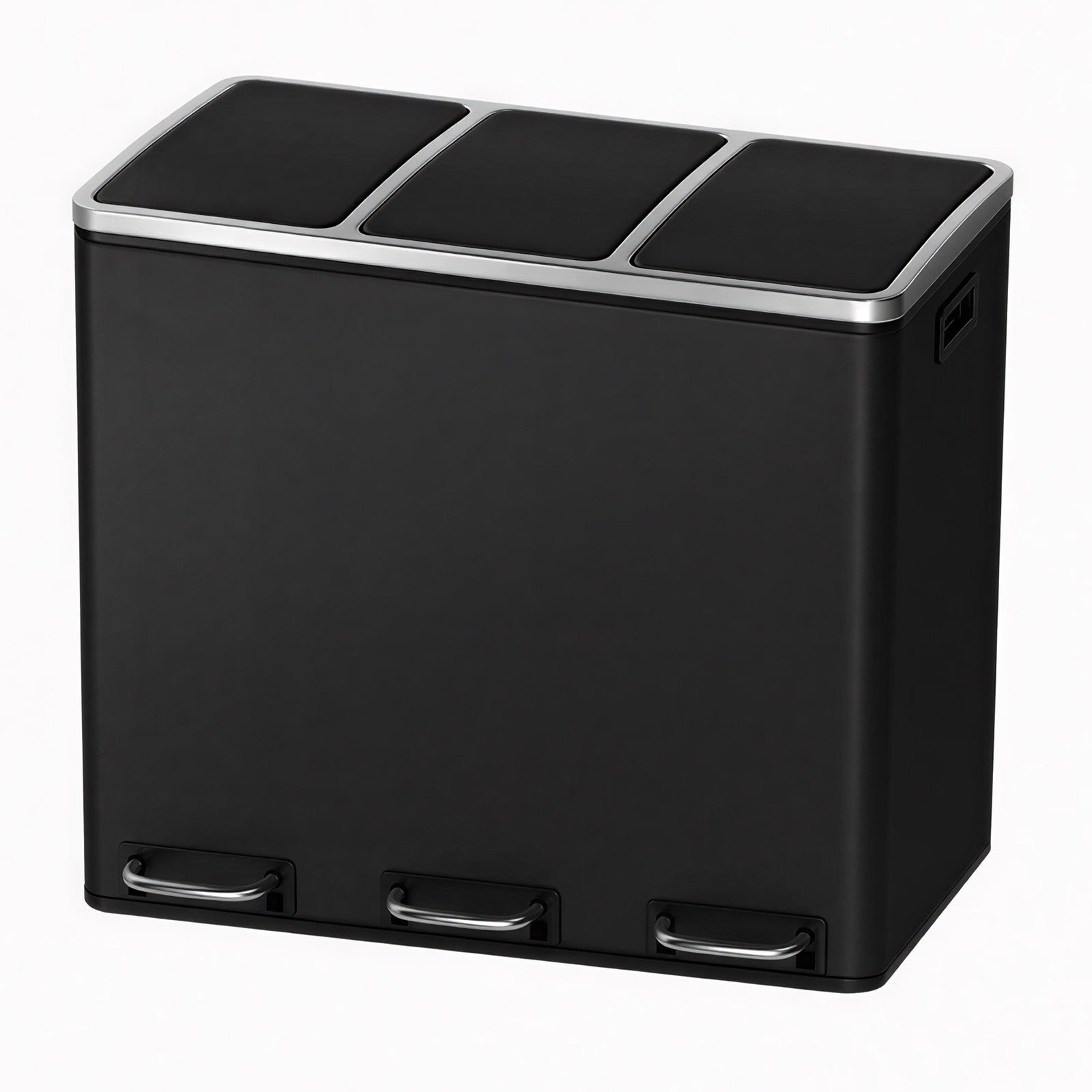 3-Compartment Recycling Bin – Stainless Steel – Fingerprint Resistant – Soft-Closing Lids
