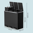3-Compartment Recycling Bin – Stainless Steel – Fingerprint Resistant – Soft-Closing Lids