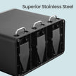 3-Compartment Recycling Bin – Stainless Steel – Fingerprint Resistant – Soft-Closing Lids